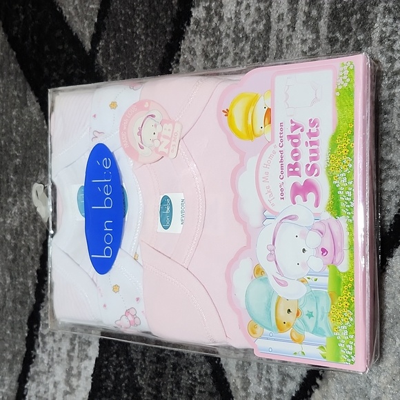 BON BEBE NEWBORN 3 PC BODY SUITS GERBER 3-6 MOS. 5 PC ONESIES COTTON BUNDLE NEW - Picture 7 of 13